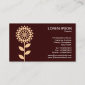 Geometrische Blume - Sand auf dunkelbraun Visitenkarte (Rückseite)