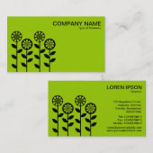 Geometrische Blume - Schwarz auf grün Visitenkarte (Vorne/Hinten)