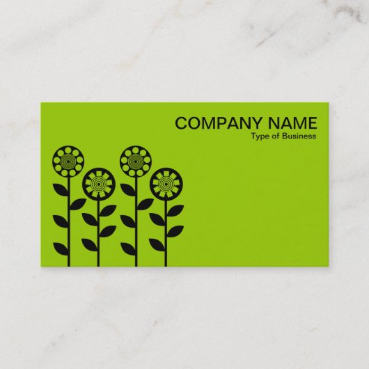 Geometrische Blume - Schwarz auf grün Visitenkarte (Vorderseite)