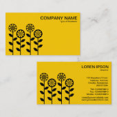 Geometrische Blume - Schwarz auf orange Visitenkarte (Vorne/Hinten)