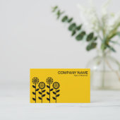 Geometrische Blume - Schwarz auf orange Visitenkarte (Stehend Vorderseite)