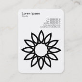 Geometrische Blume - Schwarz auf Weiß Visitenkarte (Rückseite)