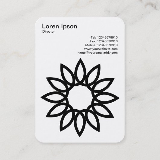 Geometrische Blume - Schwarz auf Weiß Visitenkarte (Rückseite)