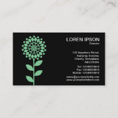 Geometrische Blume - Schwarz-grün ausgeblendet Visitenkarte (Rückseite)