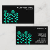 Geometrische Blume - Türkis auf Schwarz Visitenkarte (Vorne/Hinten)