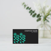 Geometrische Blume - Türkis auf Schwarz Visitenkarte (Stehend Vorderseite)
