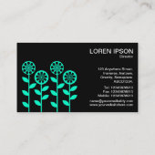 Geometrische Blume - Türkis auf Schwarz Visitenkarte (Rückseite)