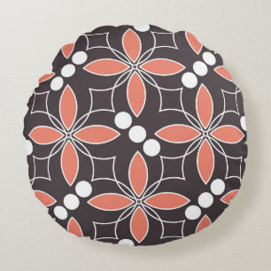 Geometrische Blume, Vintages künstlerisches Muster Rundes Kissen