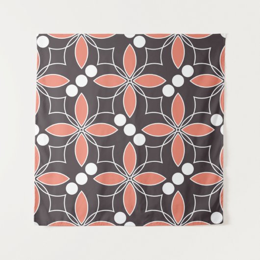 Geometrische Blume, Vintages künstlerisches Muster Wandteppich (Vorderseite)