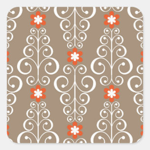 Geometrische Blume: Vintages Nahtloses Design Quadratischer Aufkleber