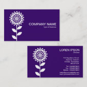 Geometrische Blume - Weiß auf DP Lila Visitenkarte (Vorne/Hinten)