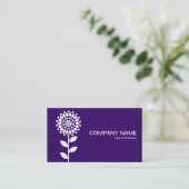 Geometrische Blume - Weiß auf DP Lila Visitenkarte (Stehend Vorderseite)