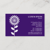 Geometrische Blume - Weiß auf DP Lila Visitenkarte (Rückseite)