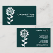 Geometrische Blume - Weiß auf Dunkelgrün 003333 Visitenkarte (Vorne/Hinten)