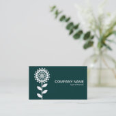 Geometrische Blume - Weiß auf Dunkelgrün 003333 Visitenkarte (Stehend Vorderseite)