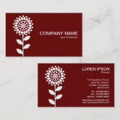 Geometrische Blume - Weiß auf Ruby Visitenkarte (Vorne/Hinten)
