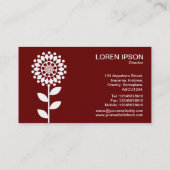 Geometrische Blume - Weiß auf Ruby Visitenkarte (Rückseite)