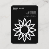 Geometrische Blume - Weiß auf Schwarz Visitenkarte (Rückseite)