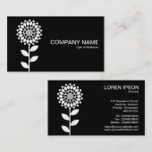 Geometrische Blume - Weiß auf Schwarz Visitenkarte (Vorne/Hinten)