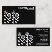 Geometrische Blume - weiß auf schwarz Visitenkarte (Vorne/Hinten)