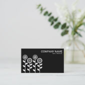 Geometrische Blume - weiß auf schwarz Visitenkarte (Stehend Vorderseite)