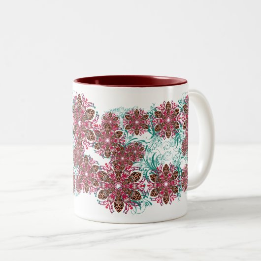 Geometrische Blume Zweifarbige Tasse (VorderseiteRechts)