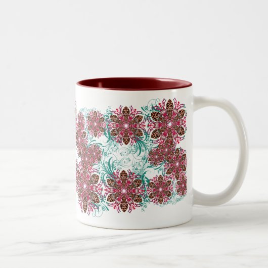 Geometrische Blume Zweifarbige Tasse (Rechts)