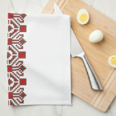 geometrische Blumenkunst des rumänischen Küchentuch (Viertel Falte)