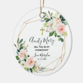 Geometrische Blüte Blüte Werden Sie meine Großmutt Keramik Ornament (Links)