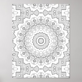 Geometrische Blütenring-Farbseite Kunstwerkdesign Poster