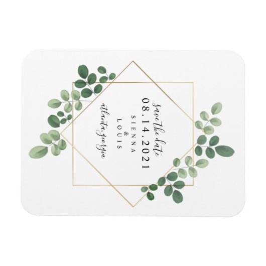 Geometrische botanische Hochzeit speichert das Dat Magnet (Horizontal)
