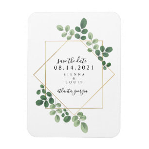 Geometrische botanische Hochzeit speichert das Dat Magnet
