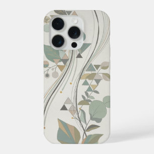 Geometrische Botanische Sage Grün Beige Art Deco iPhone 15 Pro Hülle