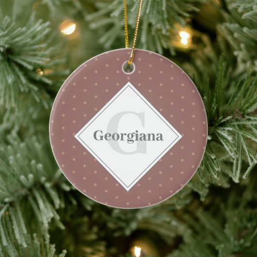 Geometrische, braun-Polka-Punkte für Monogramm-Feu Keramik Ornament (Baum)