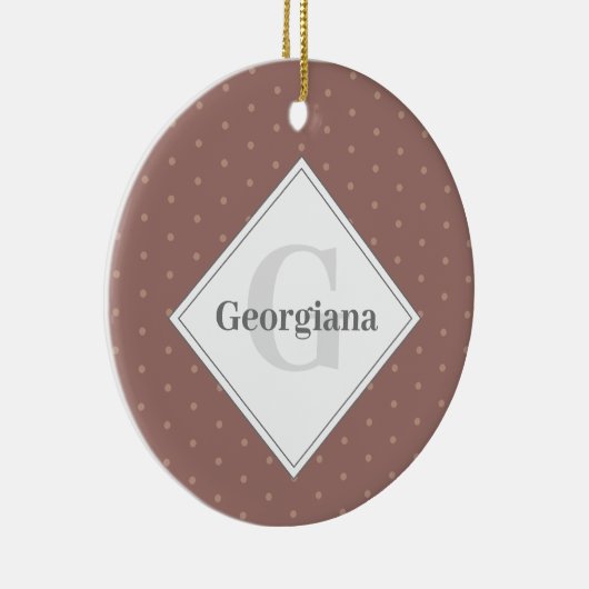 Geometrische, braun-Polka-Punkte für Monogramm-Feu Keramik Ornament (Rechts)