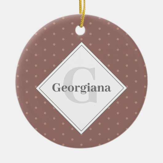 Geometrische, braun-Polka-Punkte für Monogramm-Feu Keramik Ornament (Vorne)