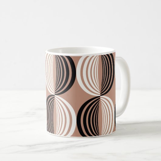 Geometrische braune Kreise Nahtloses Design Kaffeetasse (VorderseiteRechts)