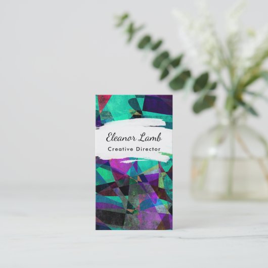 Geometrische, bunte, Grungy abstrakte Kunst 2 Visitenkarte (Stehend Vorderseite)