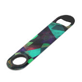 Geometrische, bunte, strukturierte abstrakte Kunst Speedflaschenöffner (Rückseite Schrägansicht)