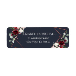 Geometrische Burgundy Blue-Rücksendeadresse für Ku