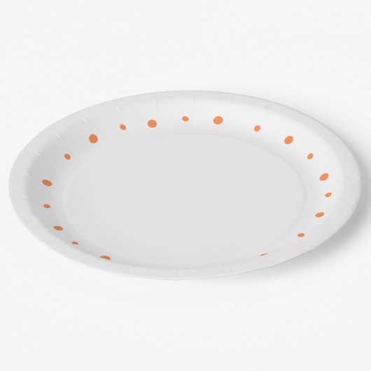 Geometrische Burnt Orange Polka Dots Pappteller (Schrägansicht)