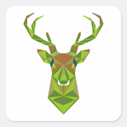 Geometrische Camouflage des Hirschkopfes Quadratischer Aufkleber (Vorderseite)