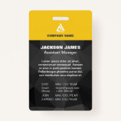 Geometrische Chic Black and Yellow Company ID Card Ausweis (Rückseite)