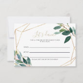 Geometrische Chic Foliage Wedding Song Request Car RSVP Karte (Vorderseite)