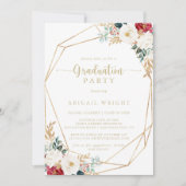 Geometrische Classic Gold Floral Graduation Party Einladung (Vorderseite)