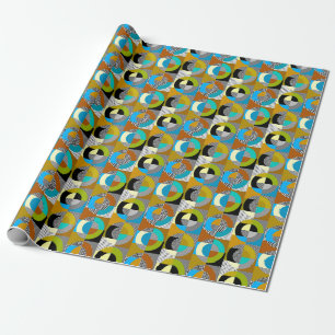 Geometrische Collage: Kreise, Vintages Muster. Geschenkpapier