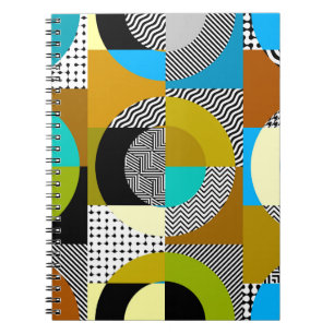 Geometrische Collage: Kreise, Vintages Muster. Notizblock