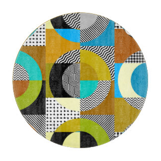 Geometrische Collage: Kreise, Vintages Muster. Schneidebrett