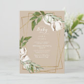 Geometrische Cotton Tan Babydusche Einladung (Stehend Vorderseite)