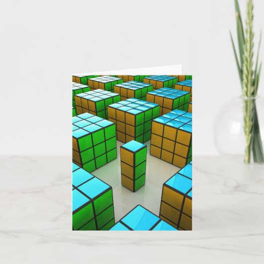 Geometrische Cubes Puzzle-Mitteilungskarten Karte (Vorderseite)
